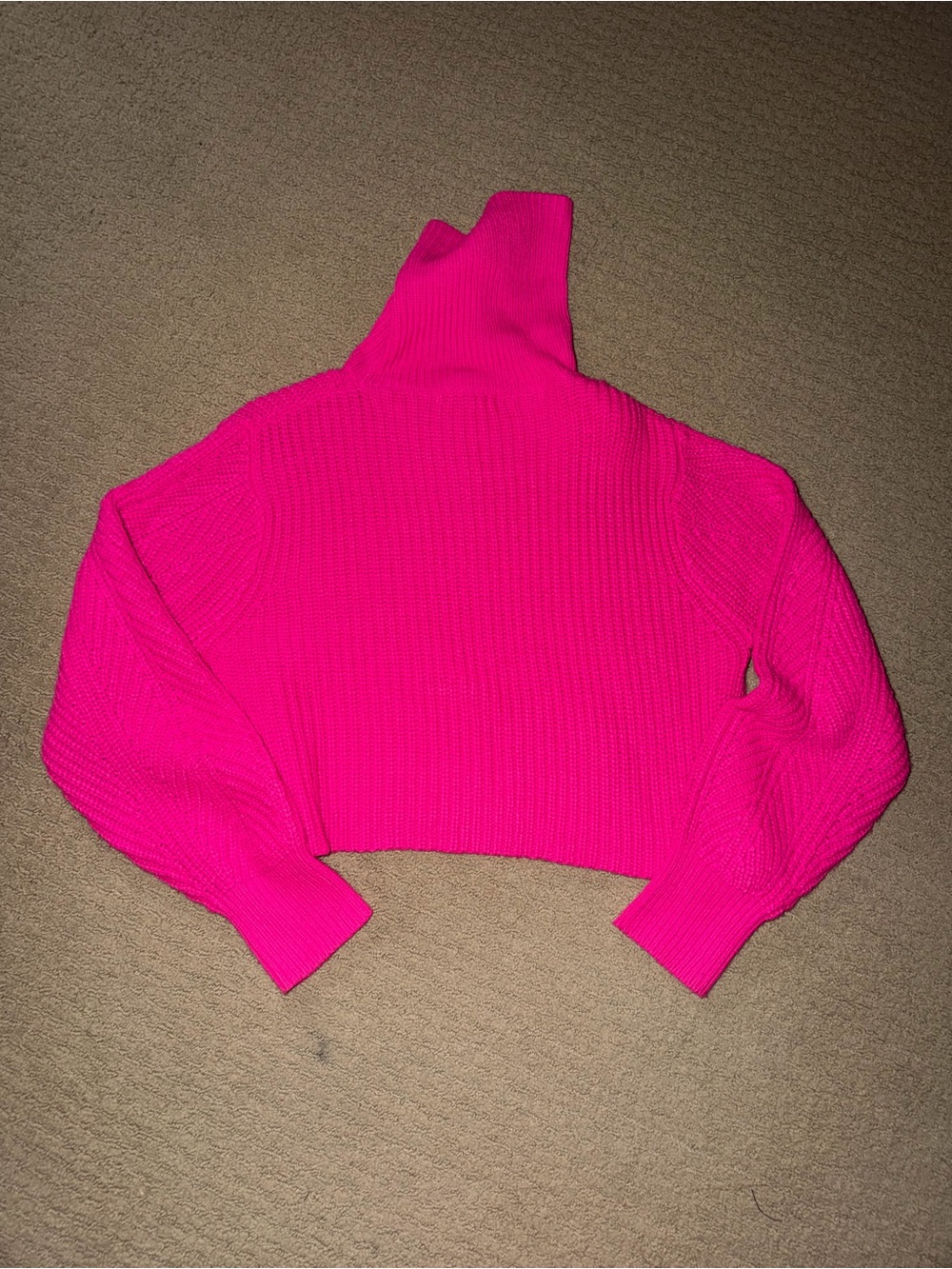 Revamped Neon Hot Pink Cropped Turtleneck Sweater